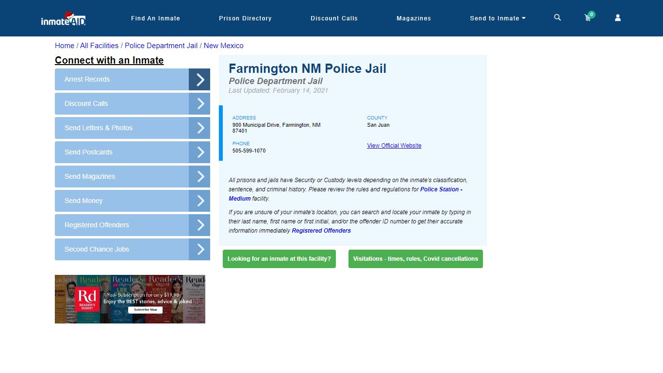 Farmington NM Police Jail & Inmate Search - Farmington, NM